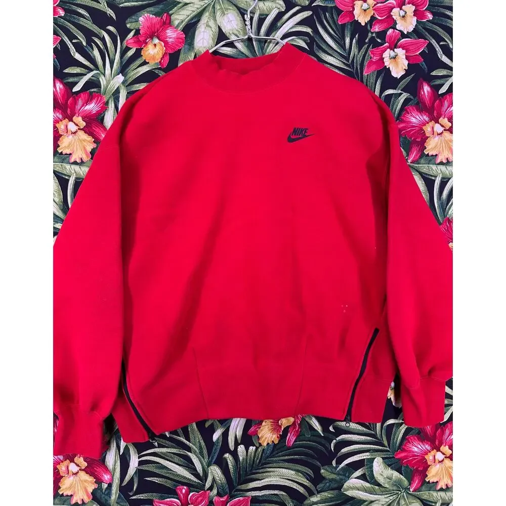 Nike Futura Red Athletic Crewneck Zippers Size Large